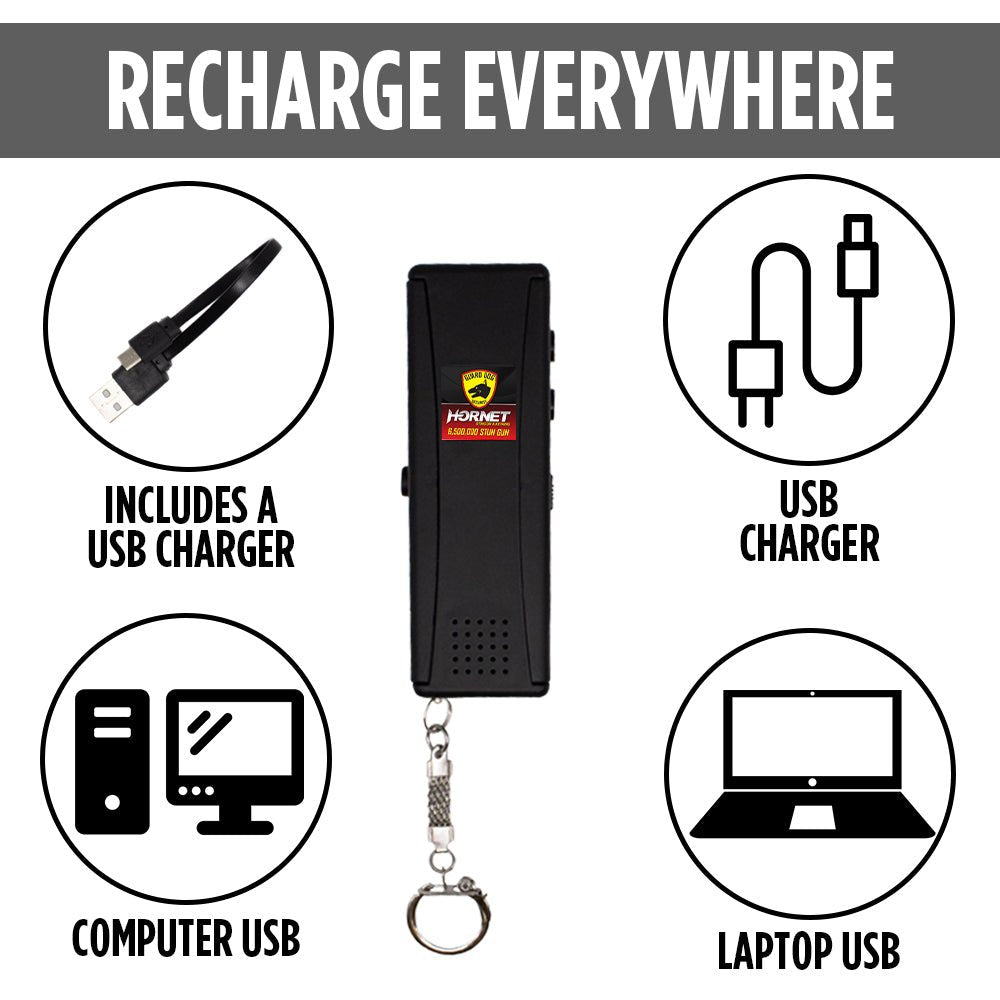 Hornet 2 - Mini Stun Gun with LED Light and 120 dB Alarm - Stun Gun