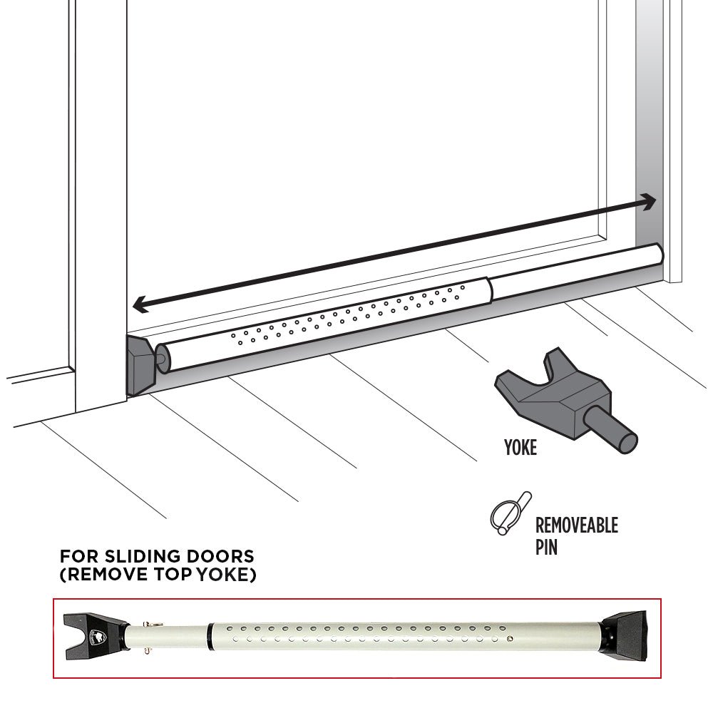 Door Keeper - Heavy Duty Dual Function Security Bar - Easy to Install (2 Pack) - Home Security