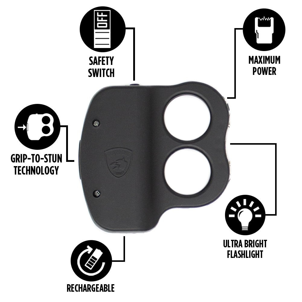 I Do Two - Brass Knuckle Grip Stun Gun with LED Flashlight - Stun Gun