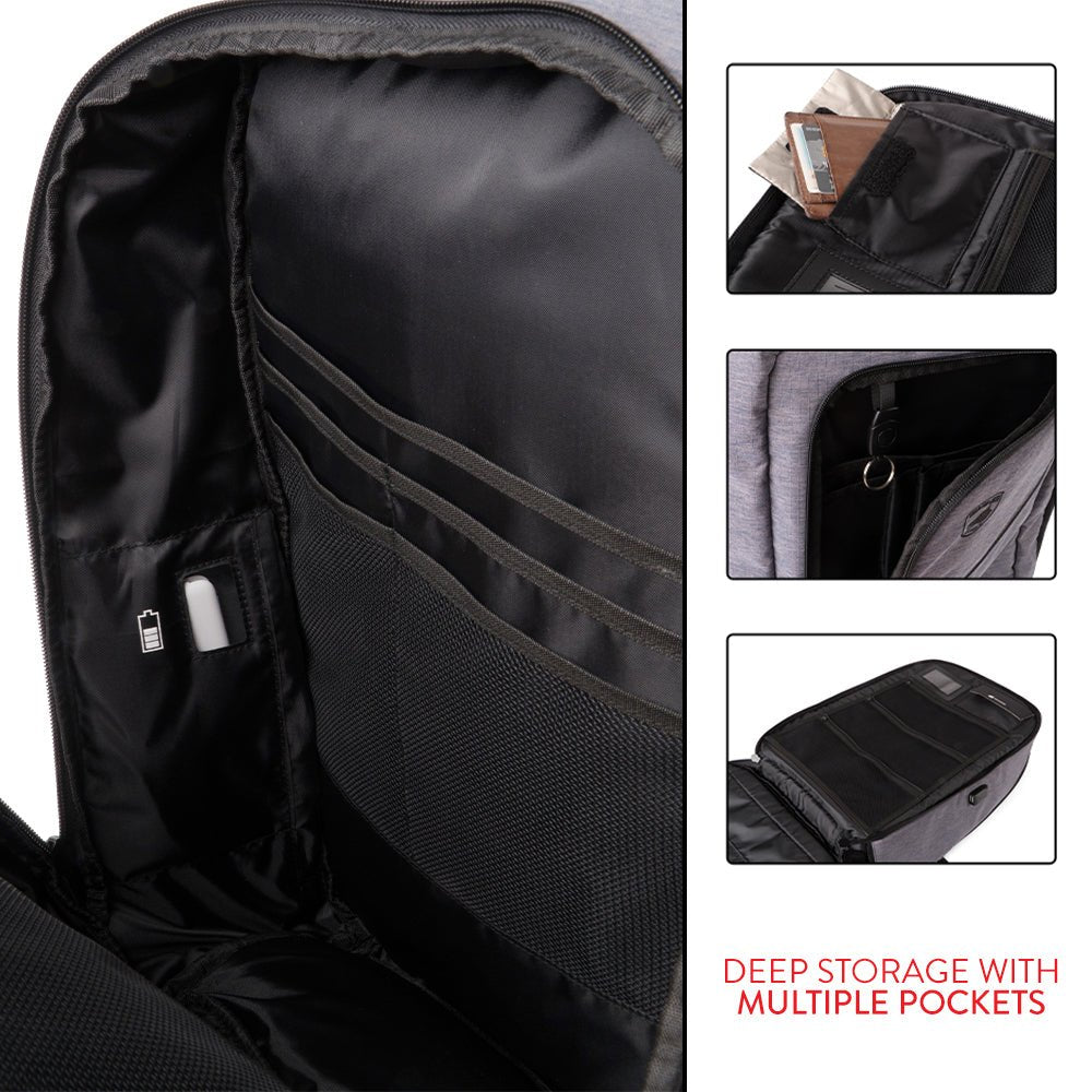 Proshield Smart - Bulletproof Backpack, IIIA w/ Charging Bank (Gray) - Backpack