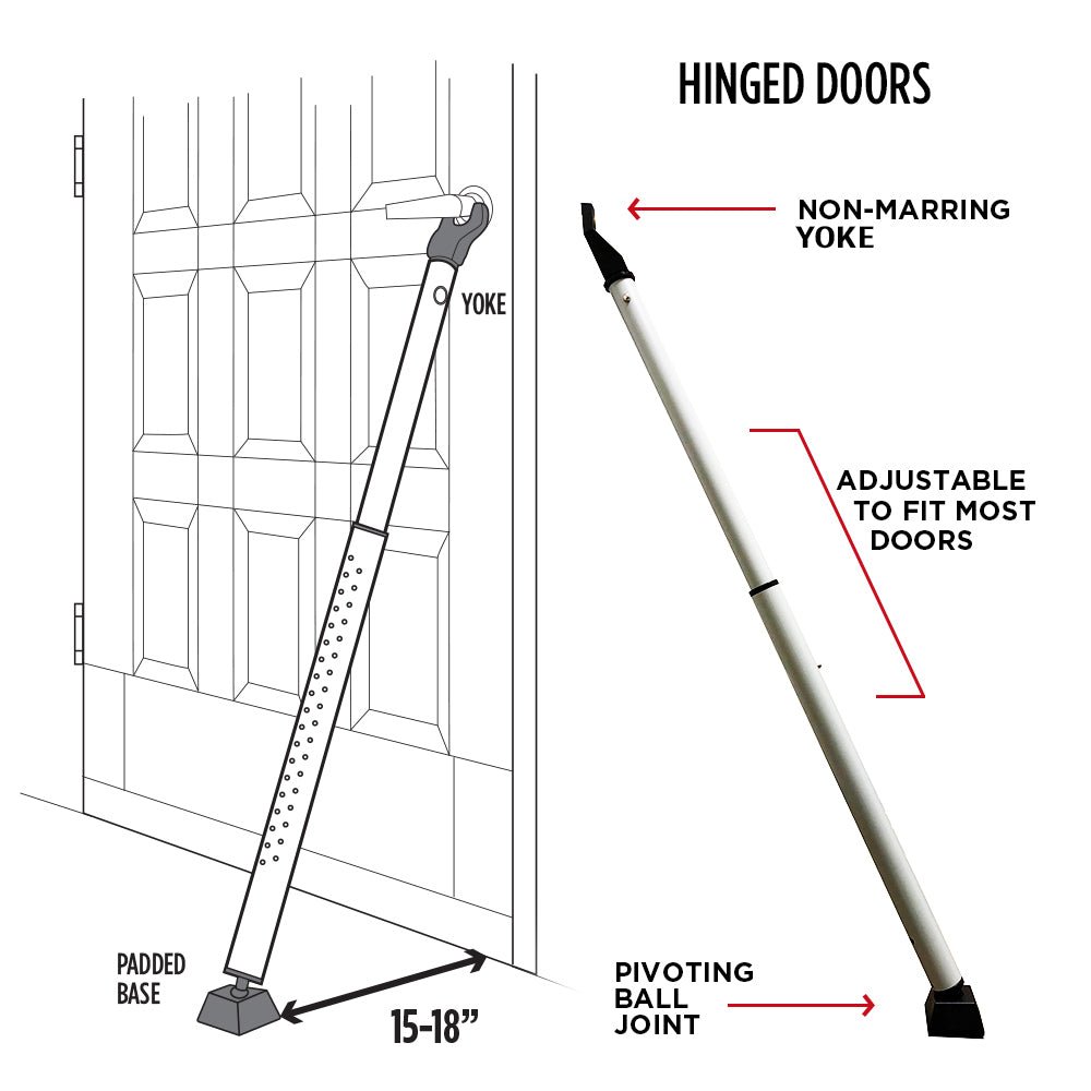 Door Keeper - Heavy Duty Dual Function Security Bar - Easy to Install (2 Pack) - Home Security