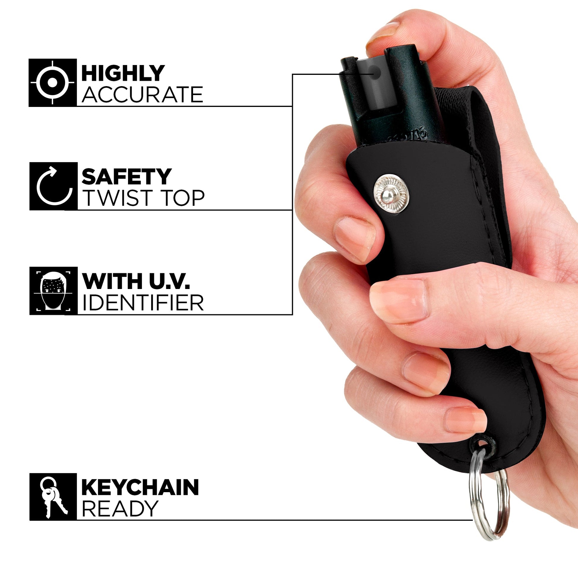 Soft Case Pepper Spray with Leather Keychain Case - Pepper Spray