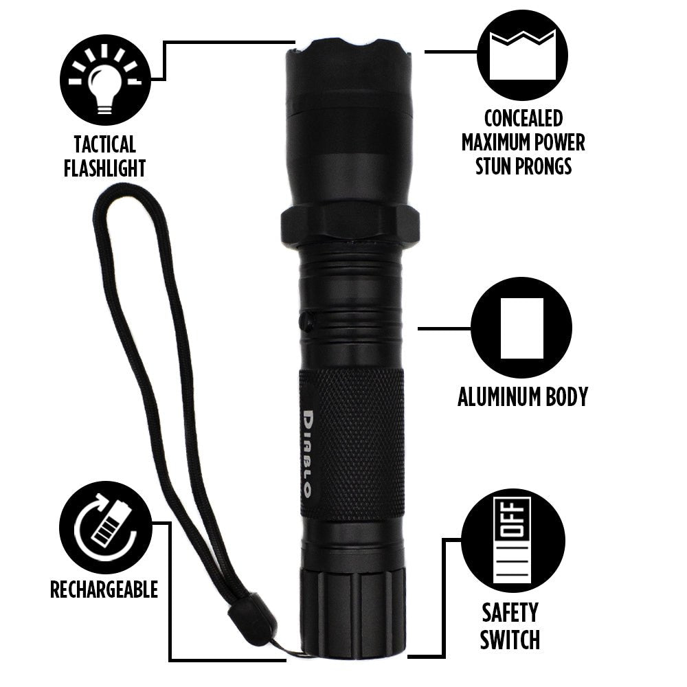 Diablo - Stun Gun Flashlight Concealed Stun 3 Functions - Stun Gun