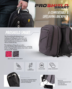 
                  
                    Proshield Smart - Bulletproof Backpack, IIIA w/ Charging Bank (Gray) - Backpack
                  
                