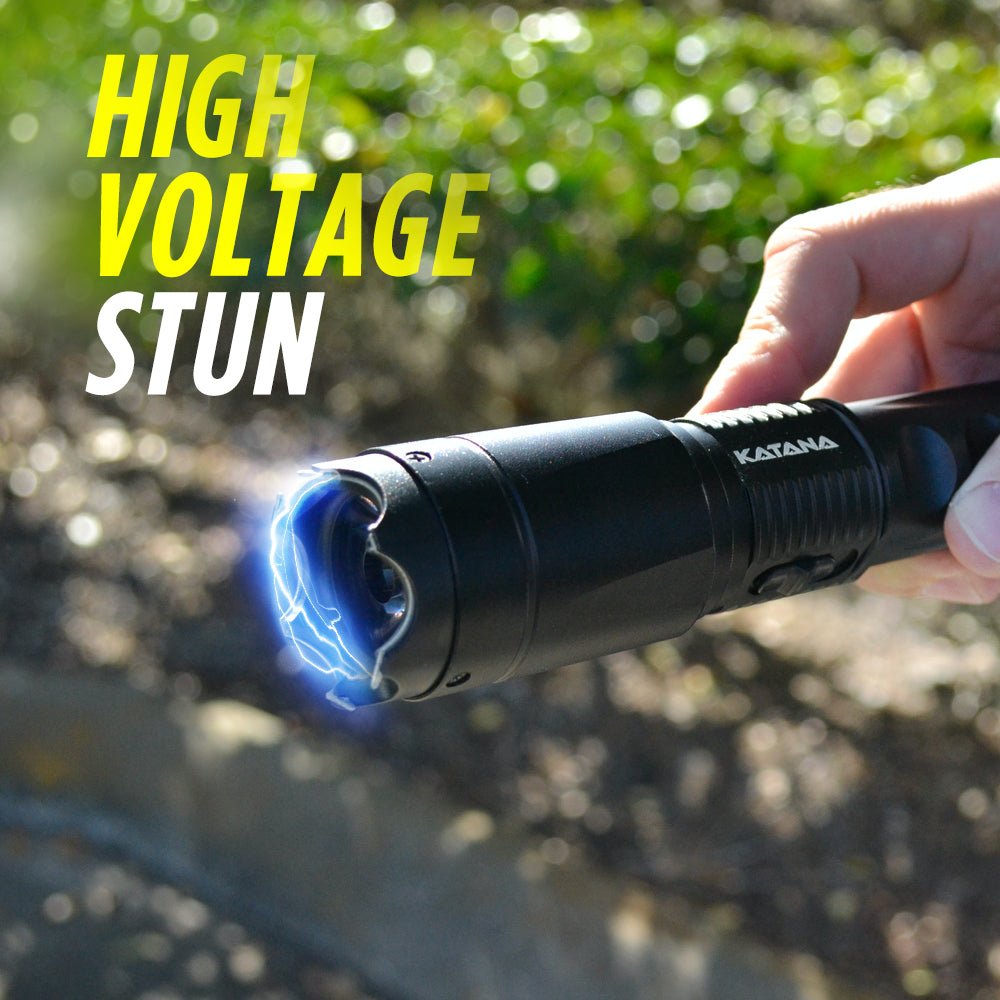 Katana - Stun Gun Flashlight 400 Lumens with Glass Breaker - Stun Gun