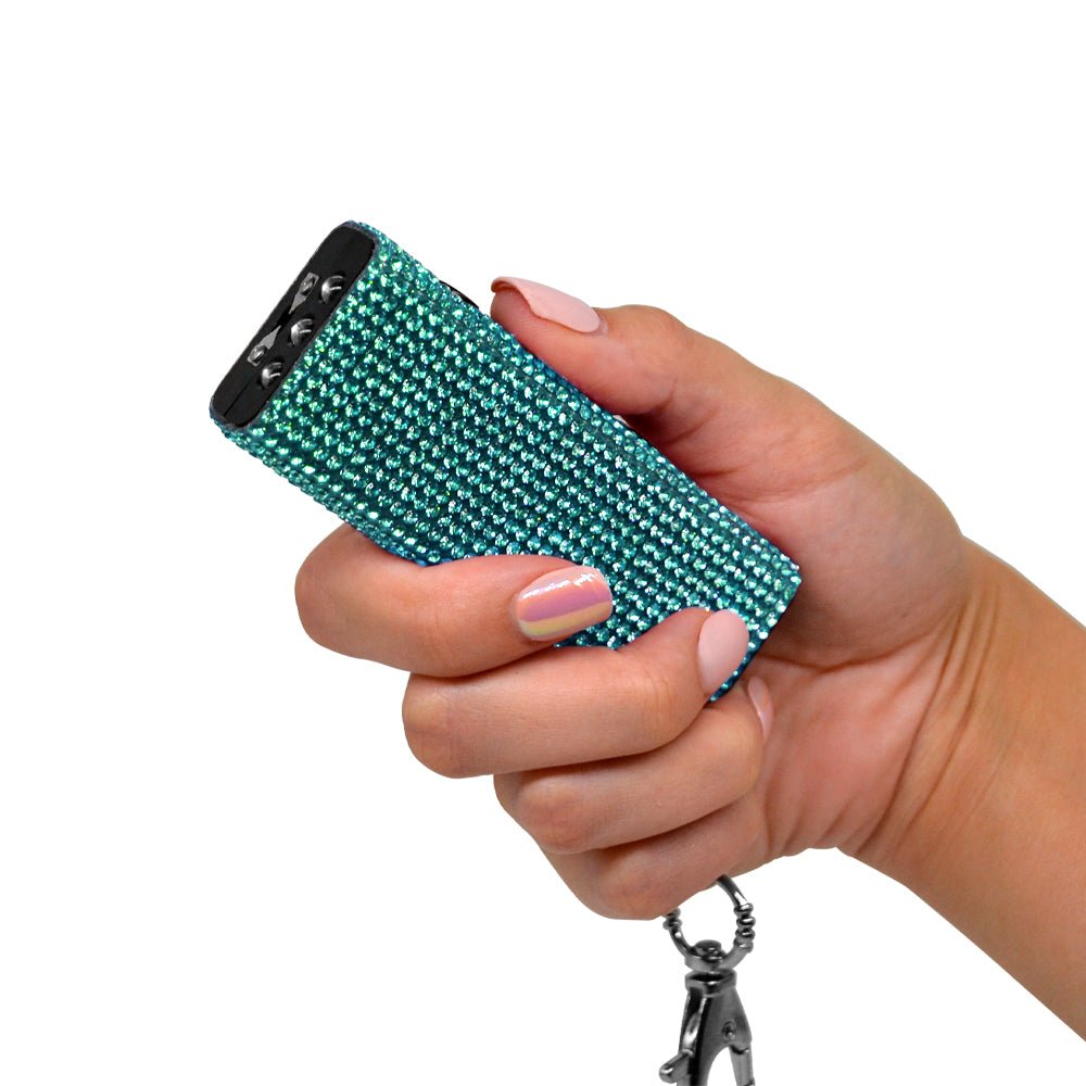 Stun Gun with Stylish Rhinestone Design | LED Light w/ Keychain