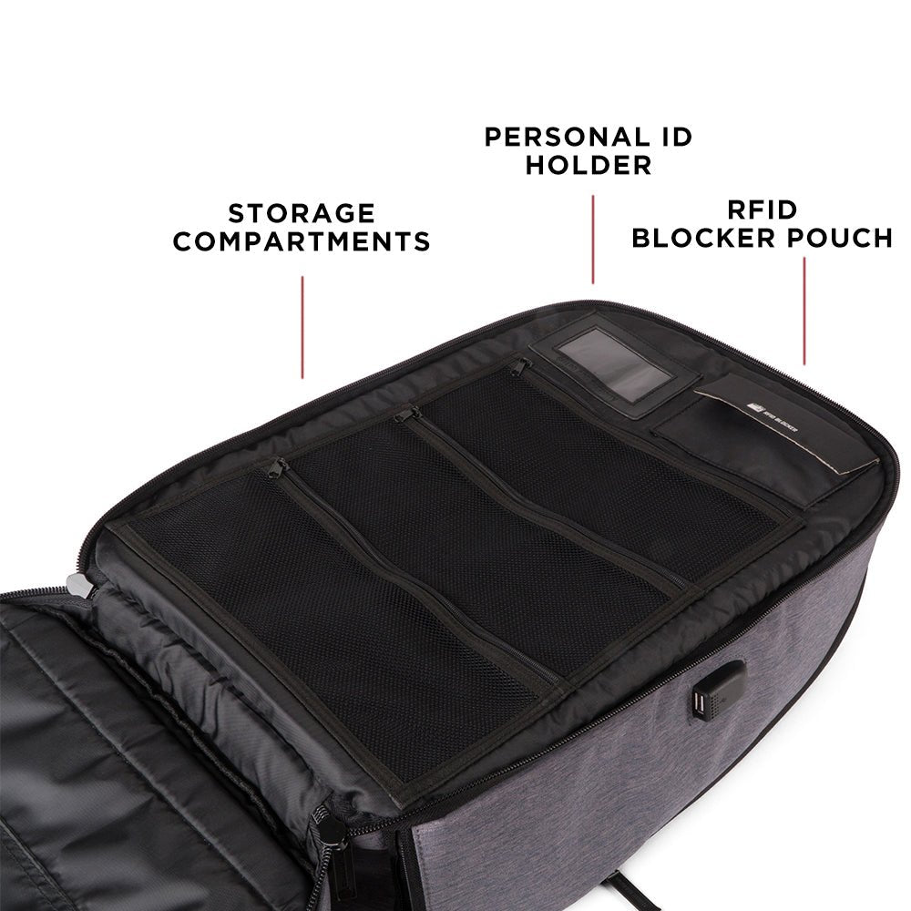 Proshield Smart - Bulletproof Backpack, IIIA w/ Charging Bank (Gray) - Backpack
