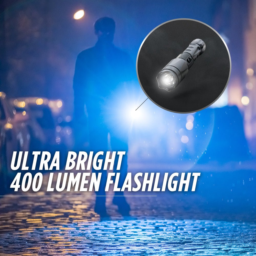Katana - Stun Gun Flashlight 400 Lumens with Glass Breaker - Stun Gun