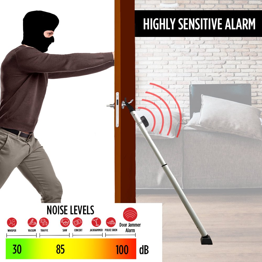 Door Keeper with Alarm - Heavy Duty Dual Function Security Bar - Easy to Install - Home Security