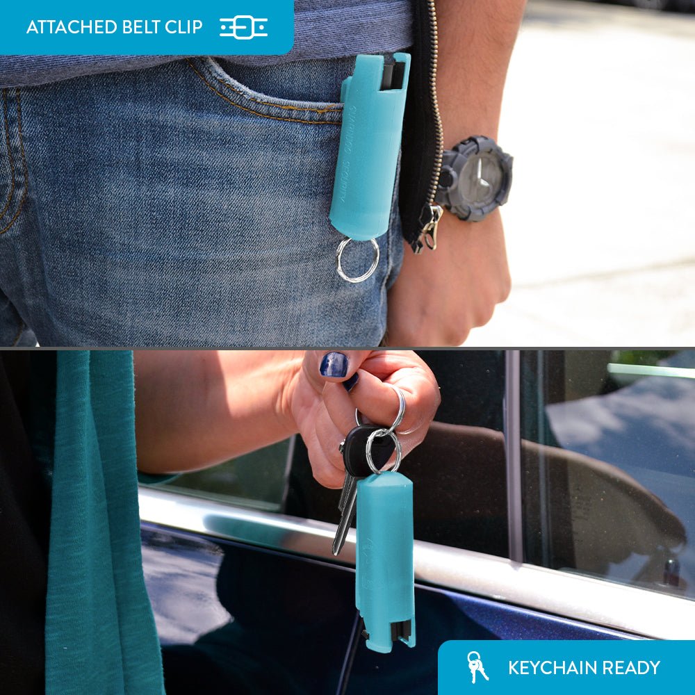 Quick Action - Keychain Pepper Spray with Belt Clip (Up to 16" Range) - Pepper Spray