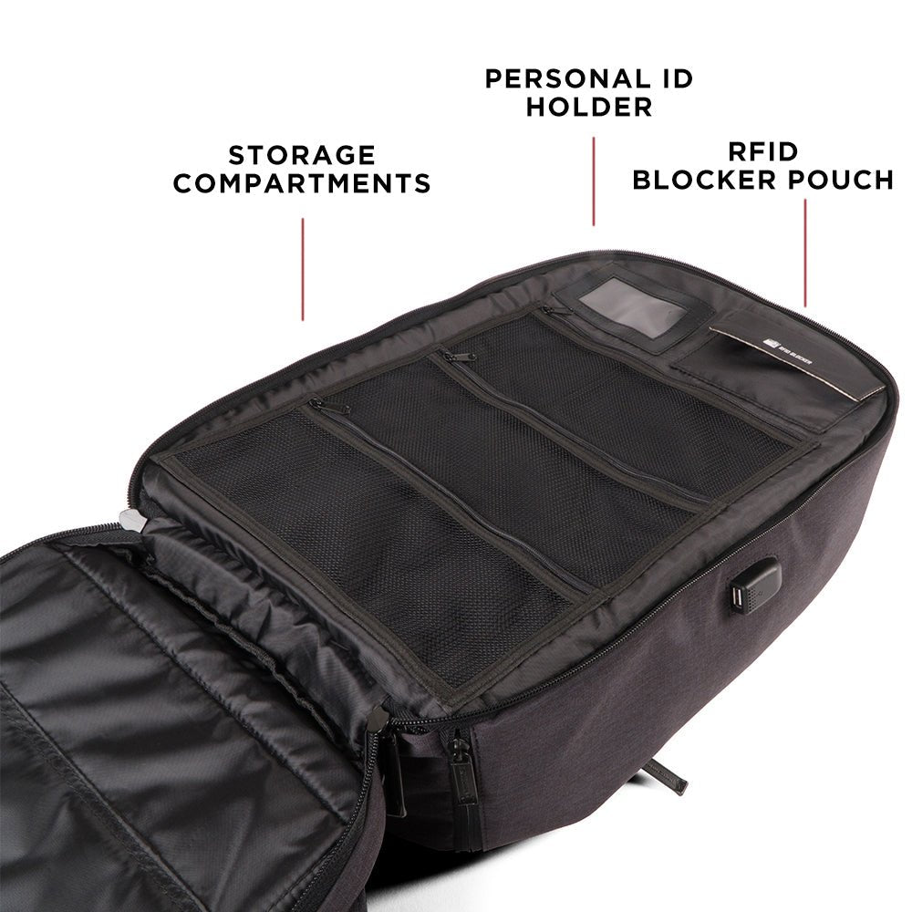 Proshield Smart - Bulletproof Backpack, IIIA w/ Charging Bank (Black) - Backpack