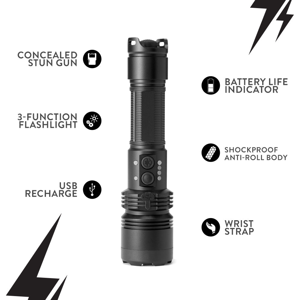 LightSafer - Stun Gun Flashlight 400 Lumens with Charging Indicator - Stun Gun