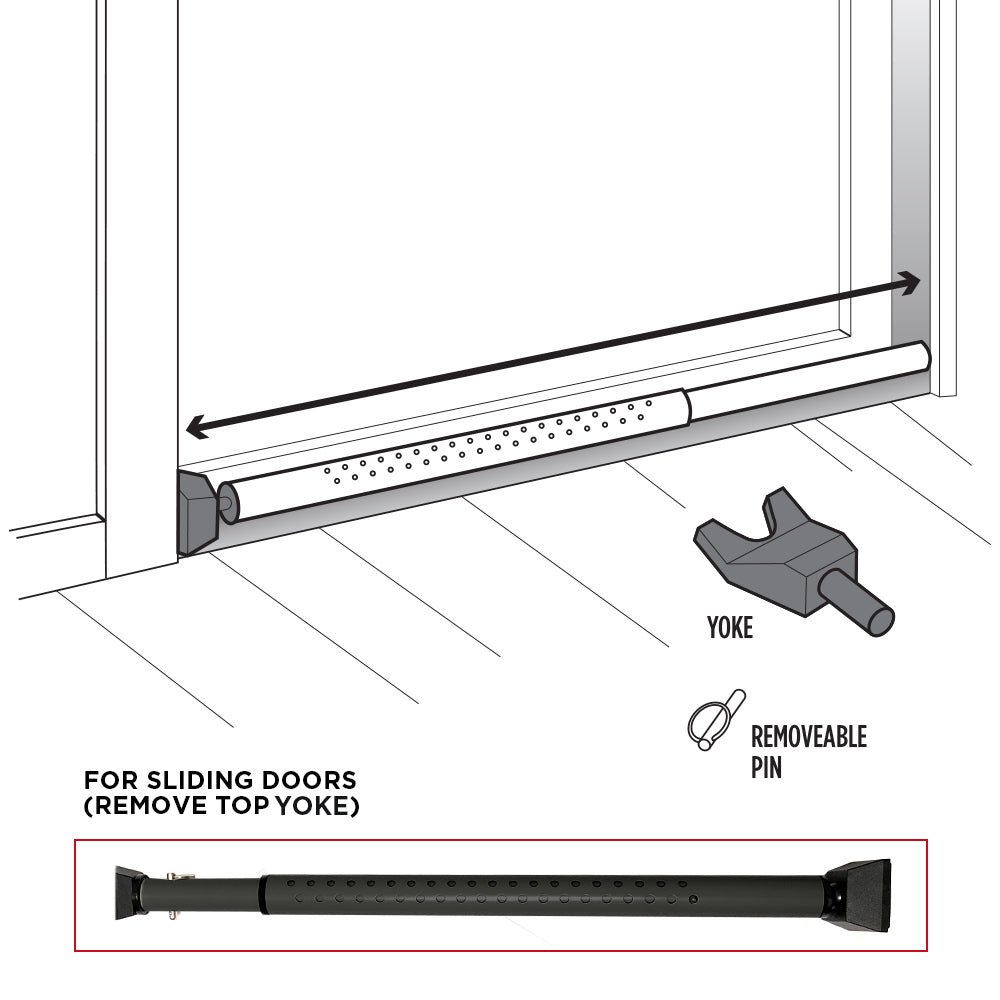 Door Keeper - Heavy Duty Dual Function Security Bar - Easy to Install - Home Security