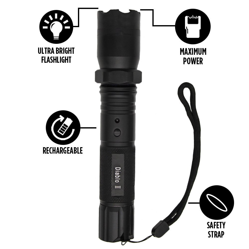 Diablo II - Stun Gun Flashlight 320 Lumens with Rechargeable Battery - Stun Gun