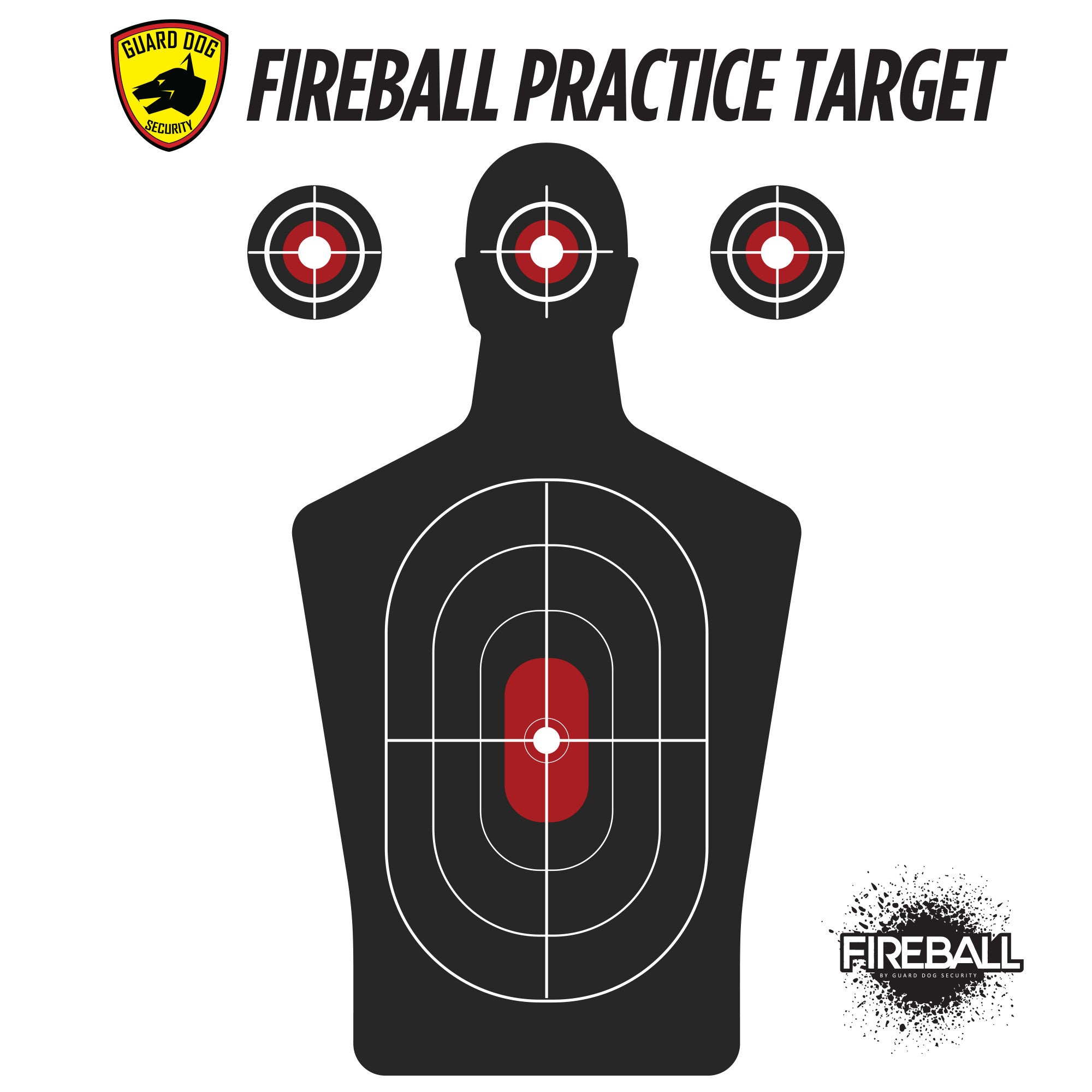Paper Shooting Targets for The Range, Pistol Practice, 12 x 18 inch Silhouette with Red Bullseye - Made in USA